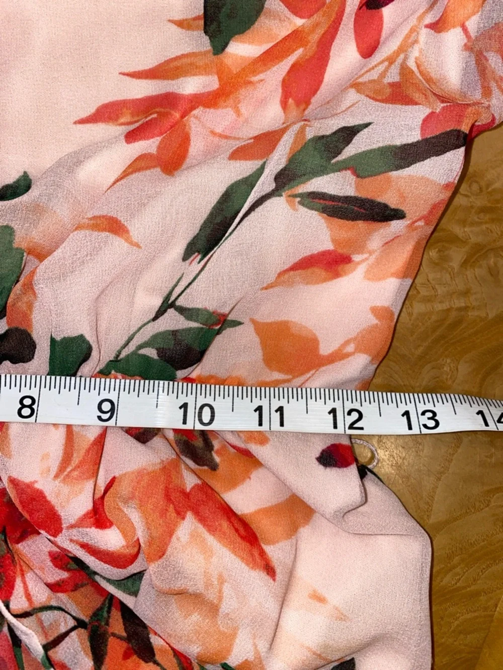 Calvin Klein Irmina Peach-Pink Floral Cold-Shoulder Belted Mini Dress Size 2 - Picture 15 of 16